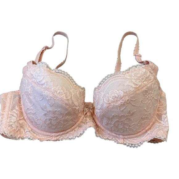 Bradelis New York Lace Jasmine Underwire Push-Up Bra 34B Pink #0301 - Picture 1 of 6